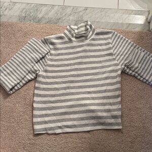 Aerie Gray and White Striped Turtleneck